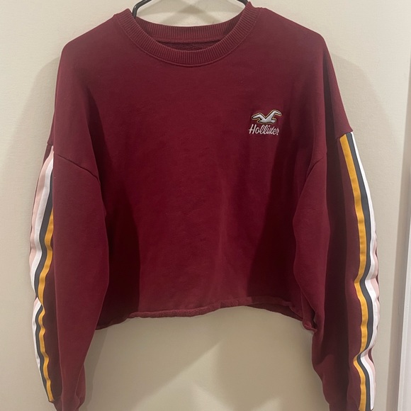 Hollister Cropped Red Striped Sweatshirt Women’s Sz L - Picture 3 of 6